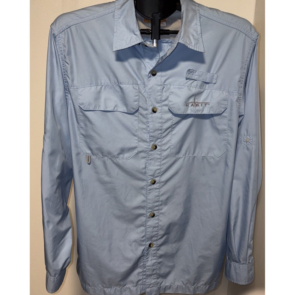 HABIT MENS LONG SLEEVE VENTED BUTTON DOWN SHIRT MEDIUM LIGHT BLUE